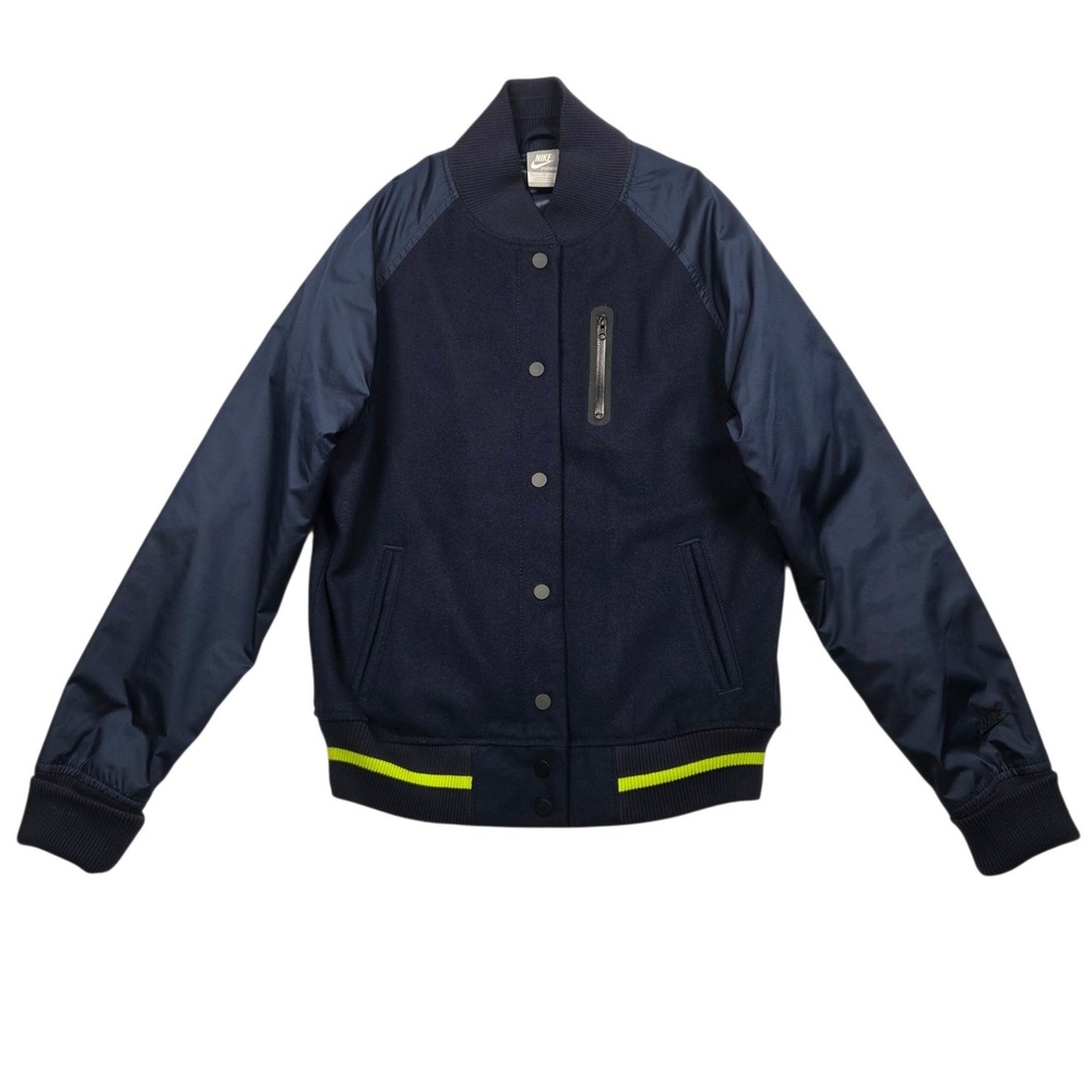 Nike Sportswear Wool Blend Varsity Bomber Jacket Navy Blue Men's Size Medium